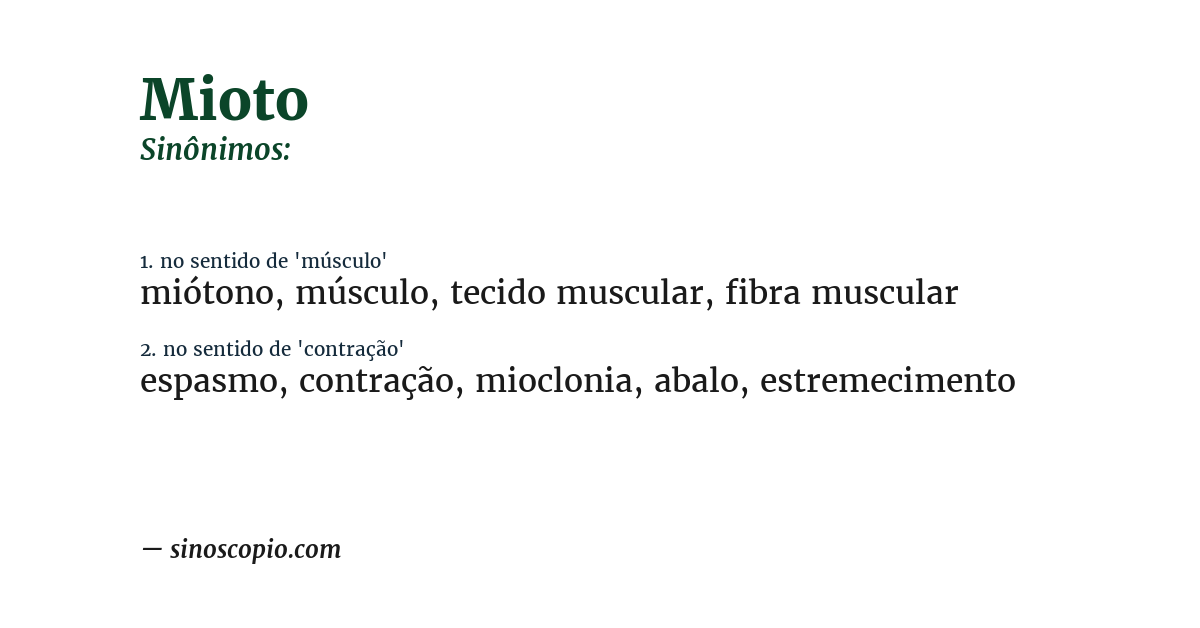 Sinônimo de mioto