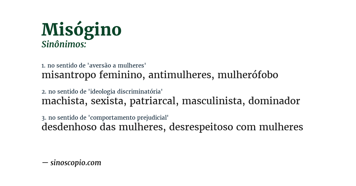 Sinônimo de misógino
