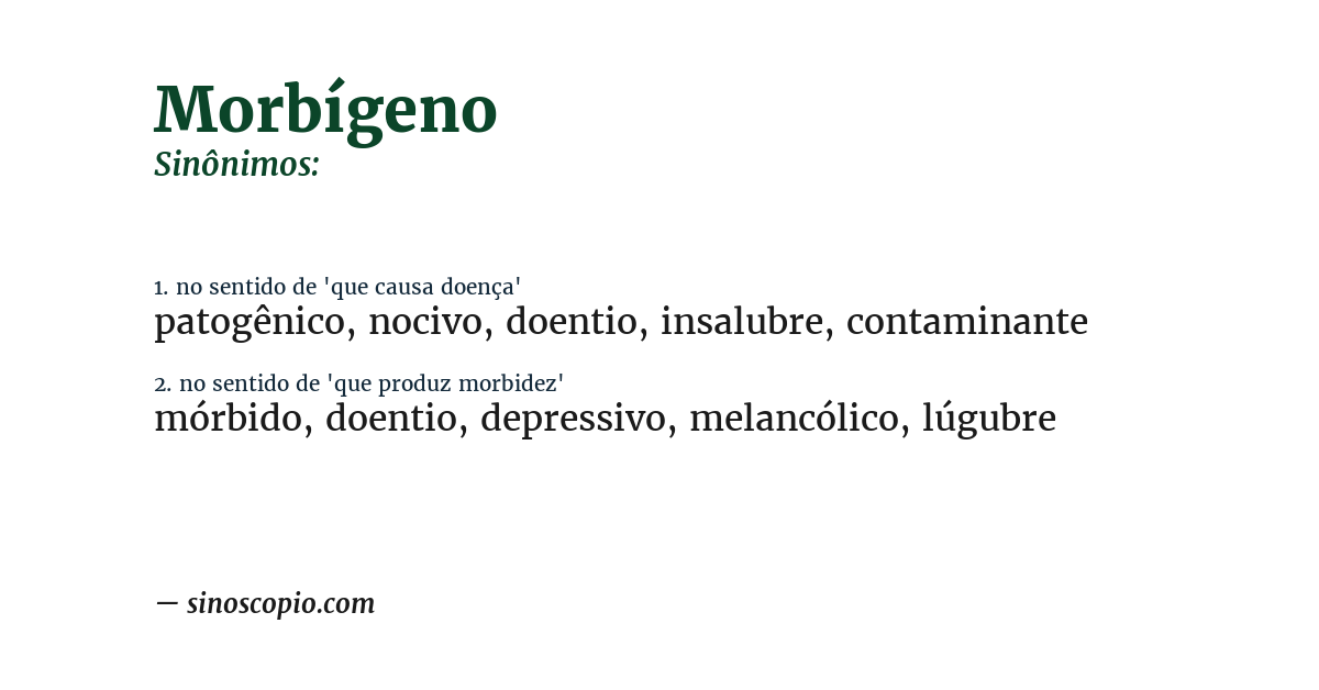 Sinônimo de morbígeno