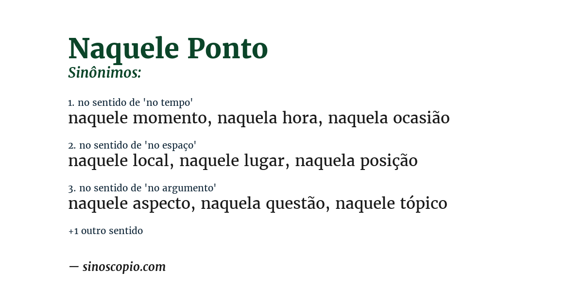 Sinônimo de naquele ponto