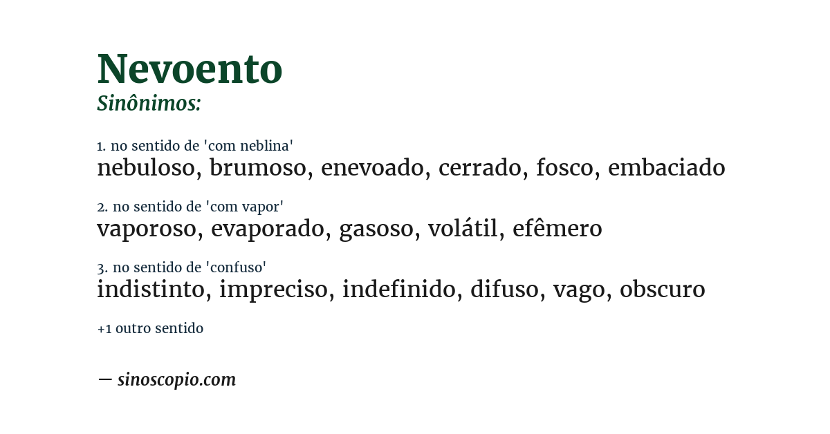 Sinônimo de nevoento