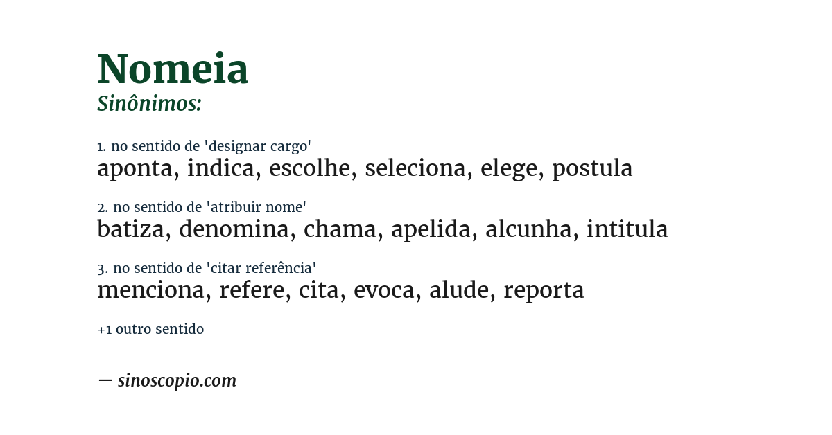 Sinônimo de nomeia