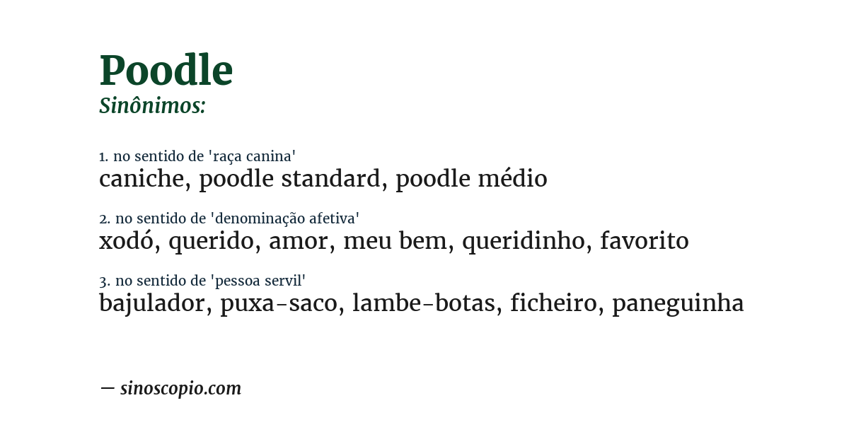 Sinônimo de poodle