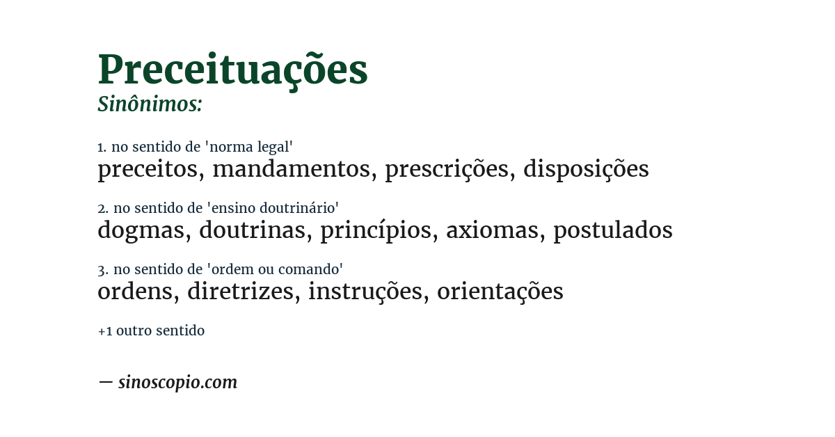 Sinônimo de preceituações
