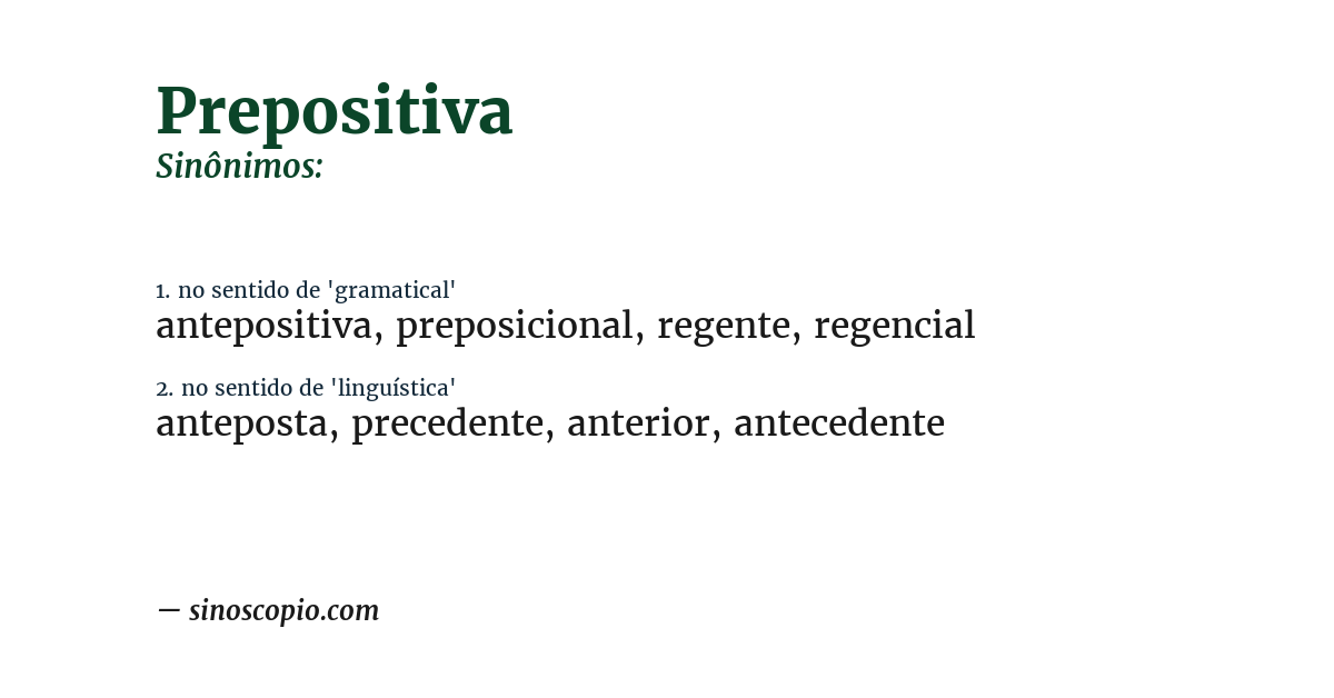 Sinônimo de prepositiva