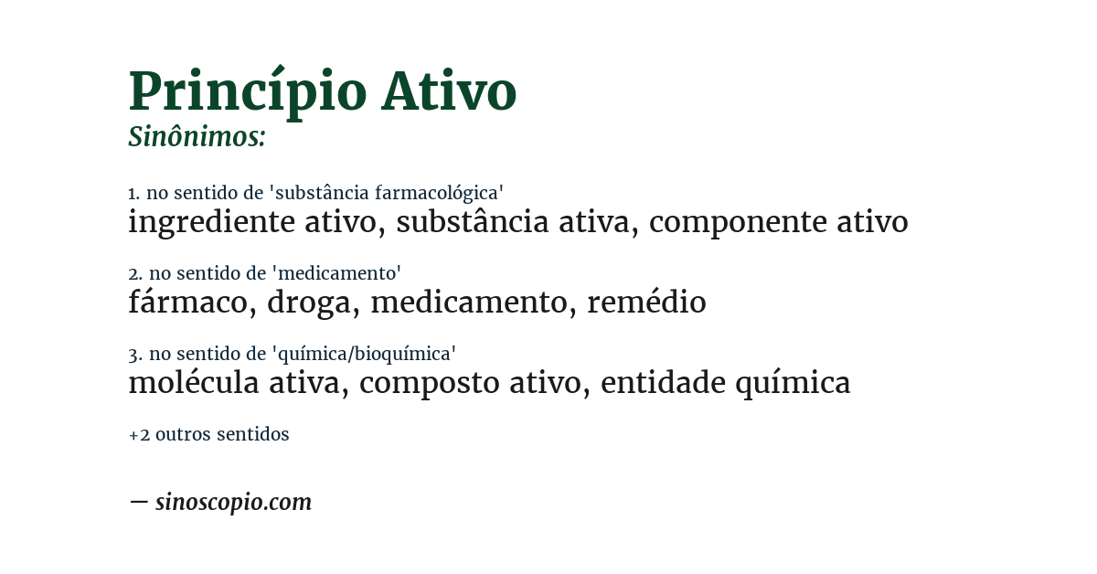 Sinônimo de princípio ativo