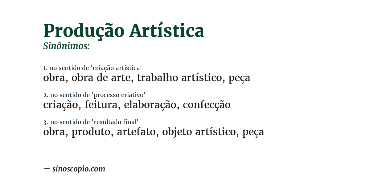 Sinônimo de produção artística