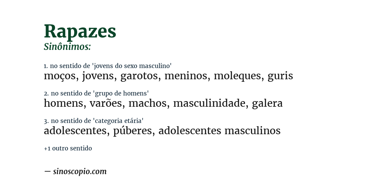 Sinônimo de rapazes