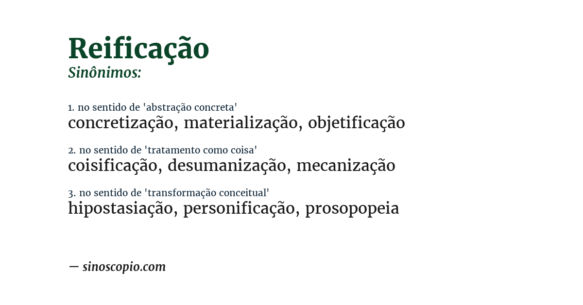 Sinônimo de reificação