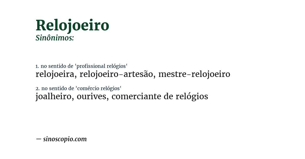Sinônimo de relojoeiro
