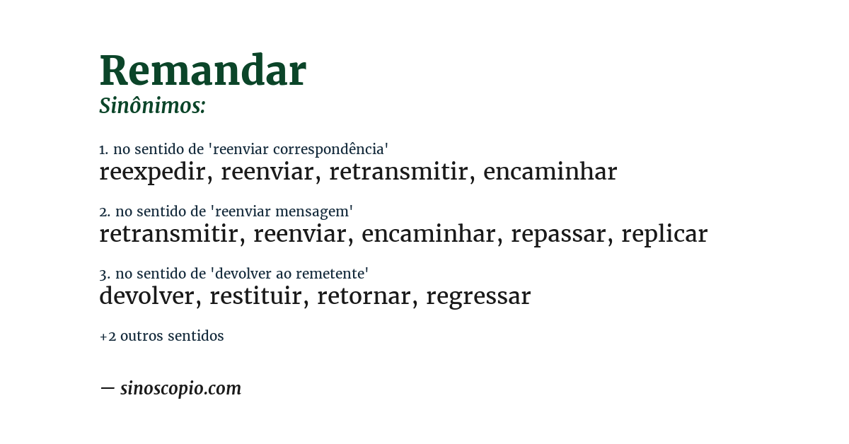 Sinônimo de remandar