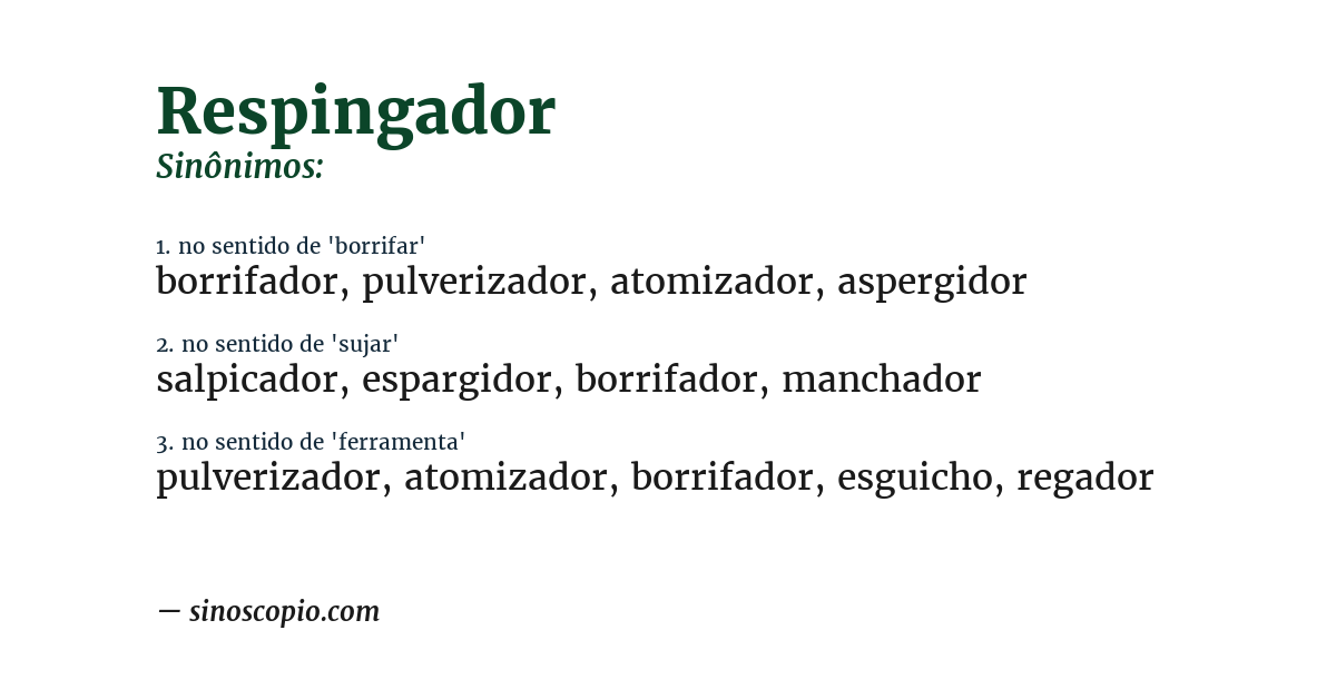 Sinônimo de respingador