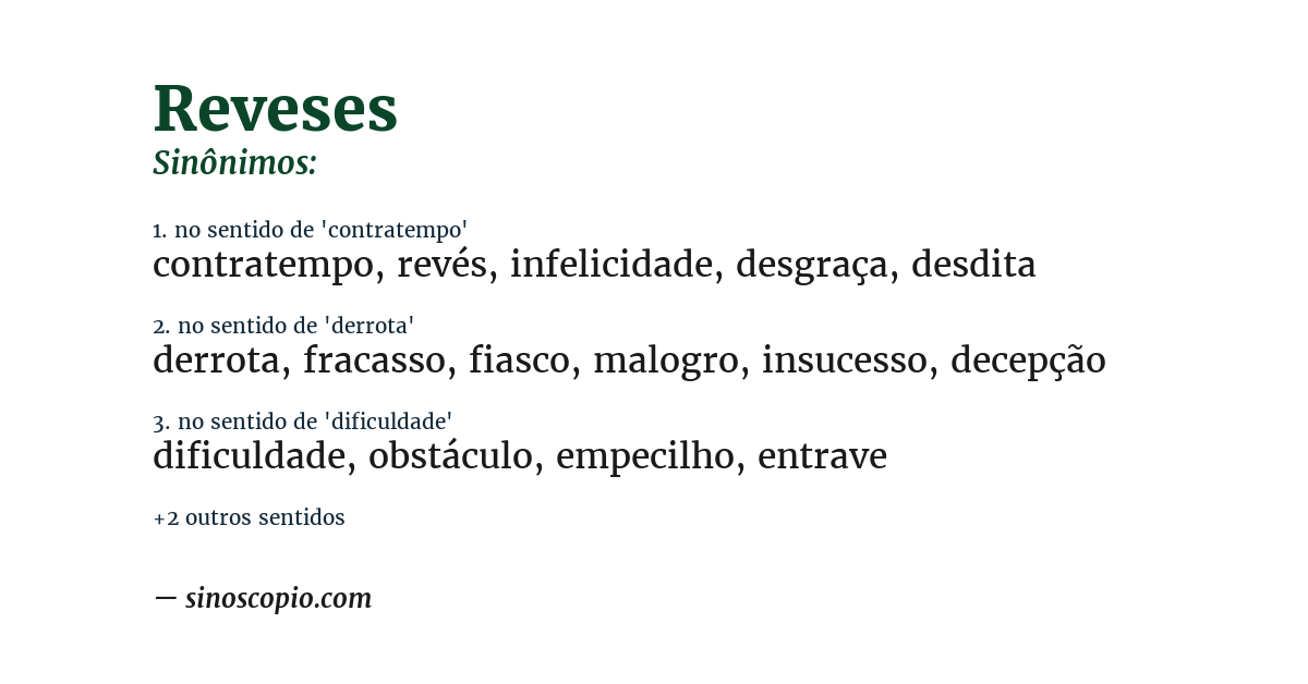 Sinônimo de reveses