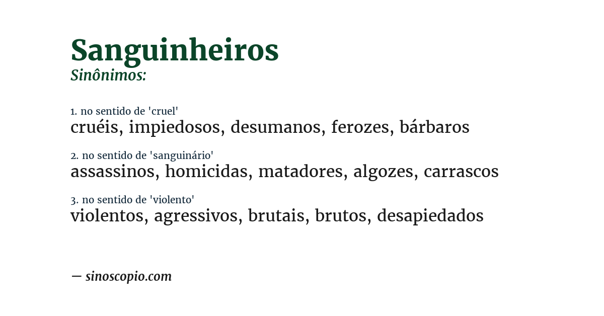 Sinônimo de sanguinheiros