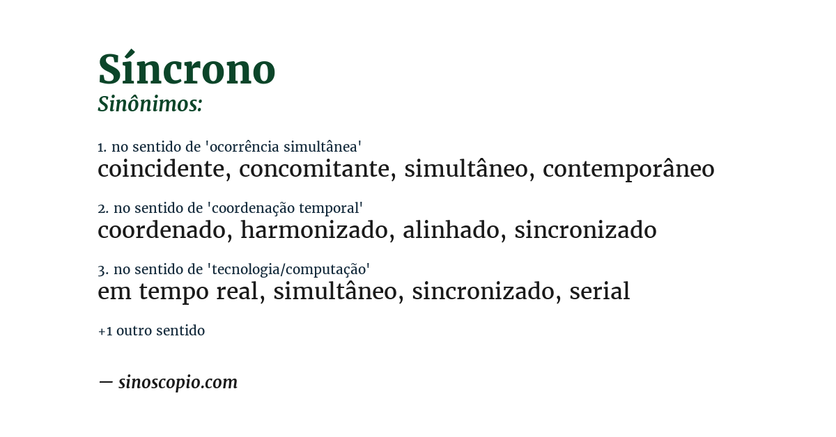 Sinônimo de síncrono