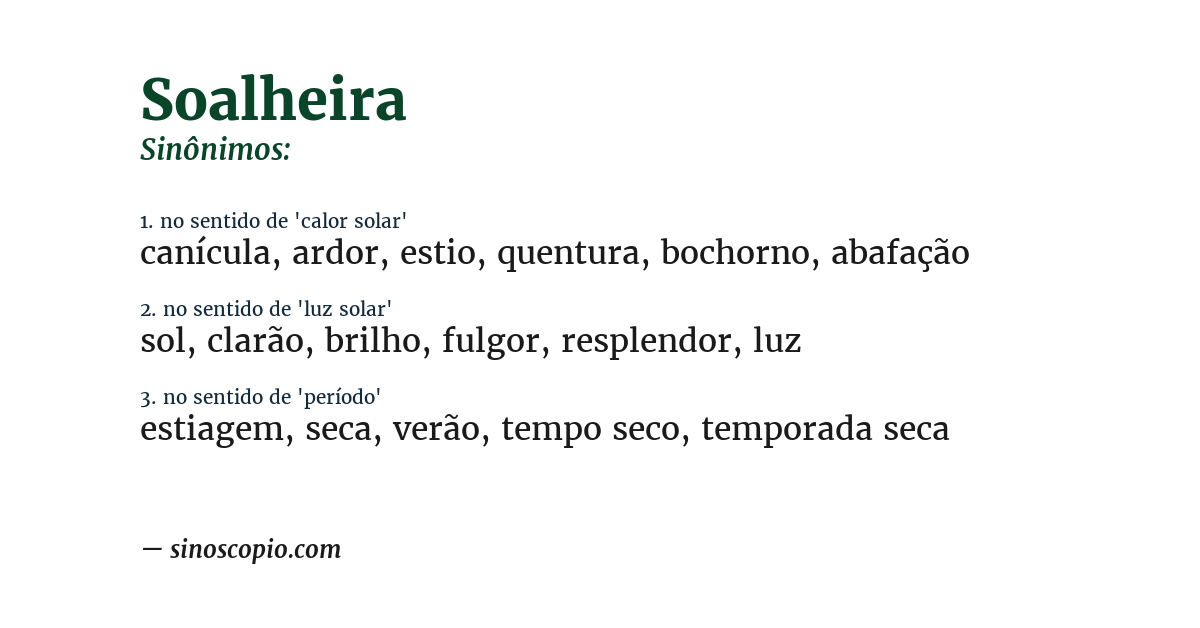 Sinônimo de soalheira