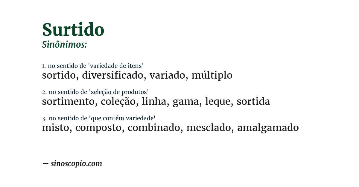 Sinônimo de surtido