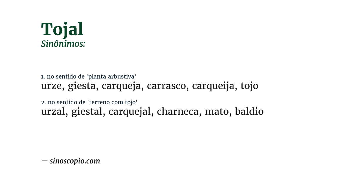 Sinônimo de tojal