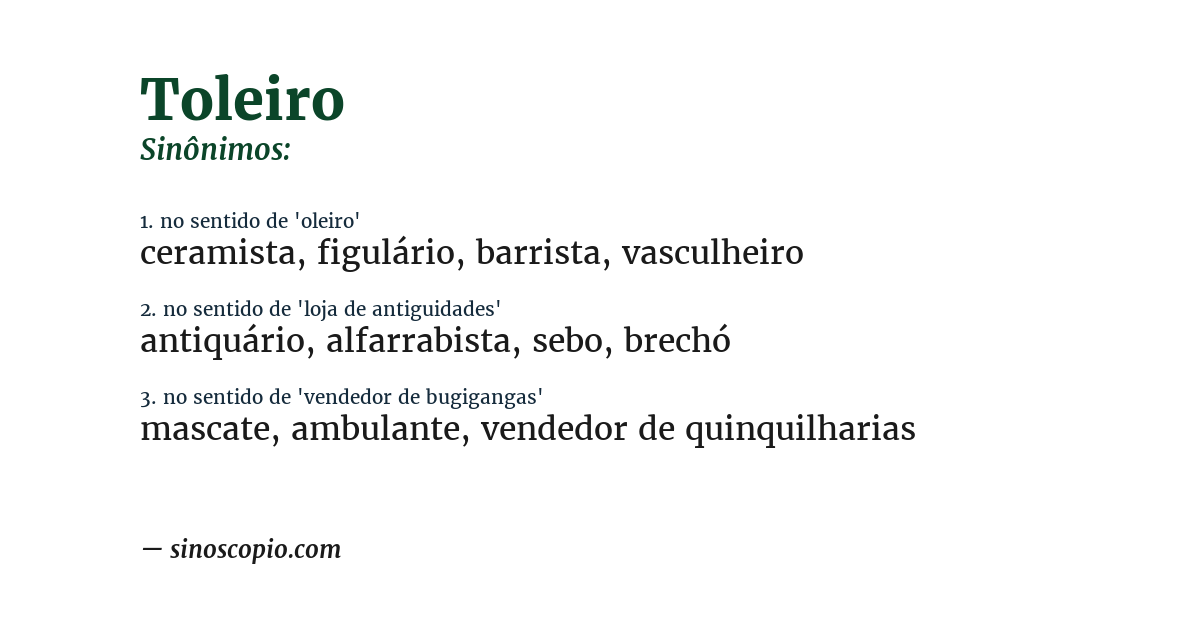 Sinônimo de toleiro