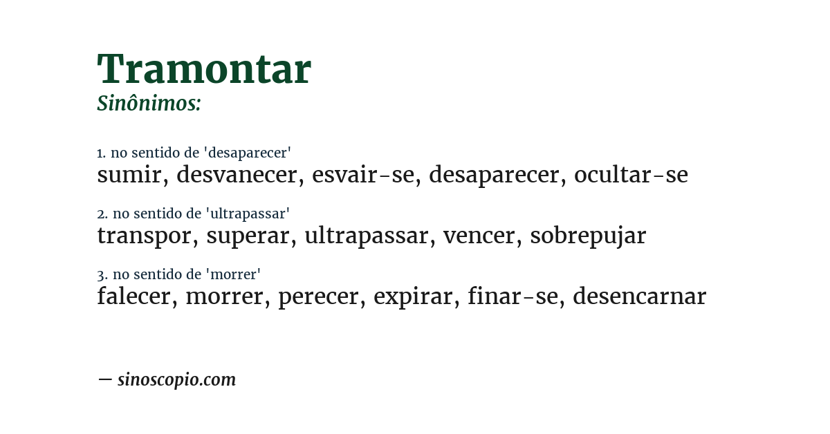 Sinônimo de tramontar