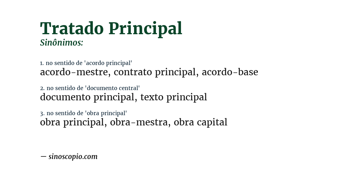 Sinônimo de tratado principal