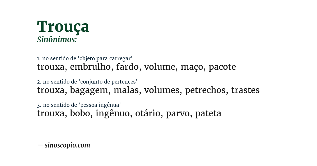 Sinônimo de trouça