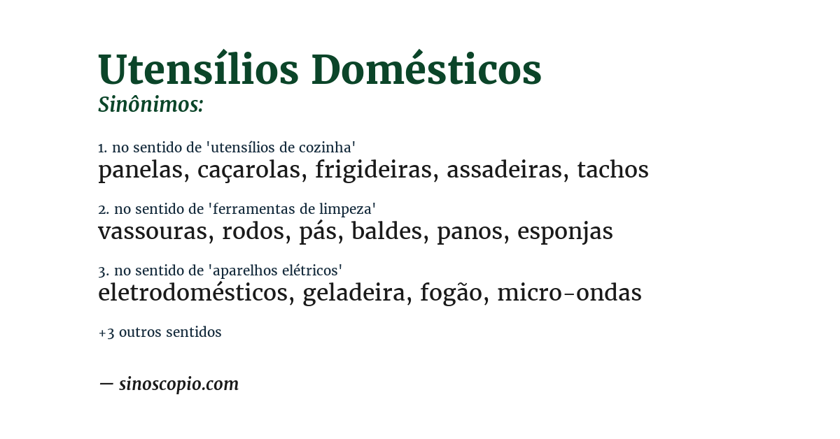 Sinônimo de utensílios domésticos