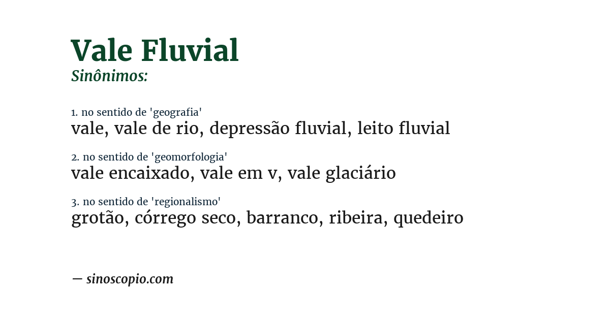 Sinônimo de vale fluvial