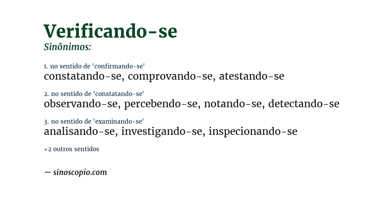 Sinônimo de verificando-se