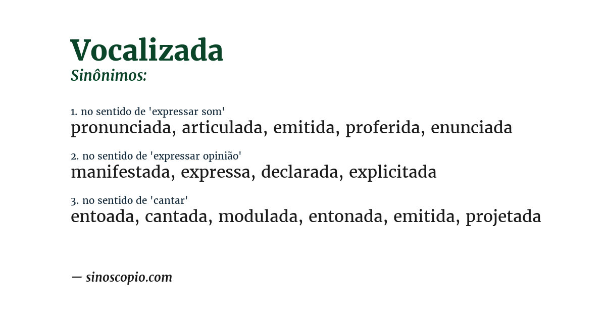 Sinônimo de vocalizada