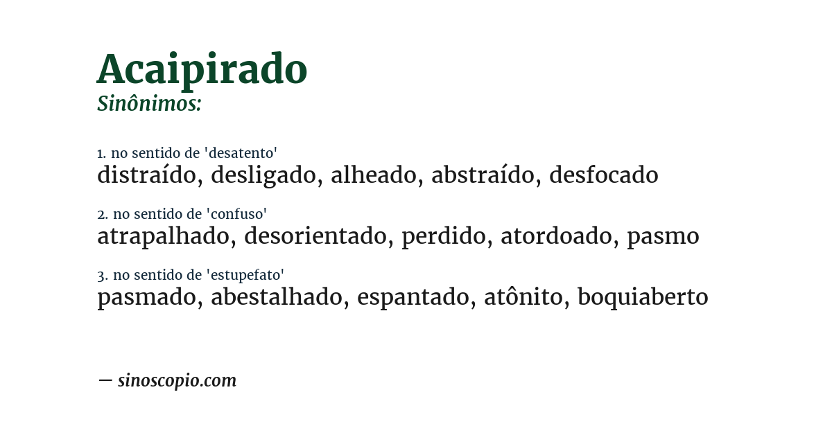 Sinônimo de acaipirado