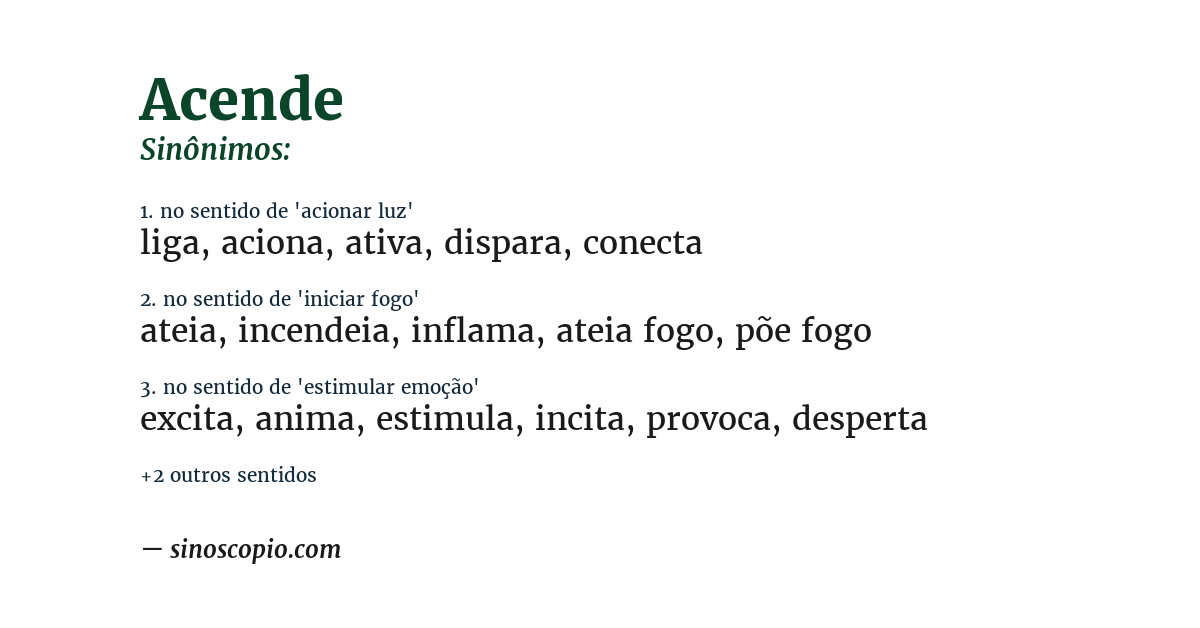 Sinônimo de acende