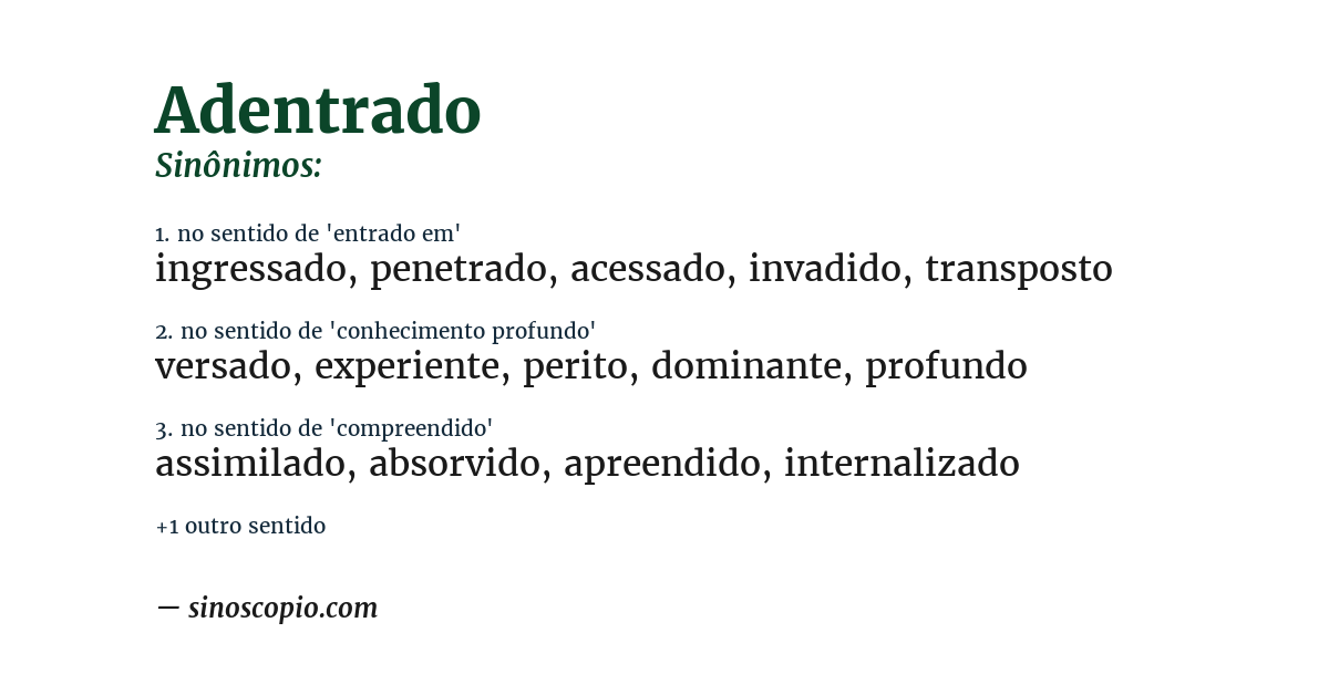 Sinônimo de adentrado