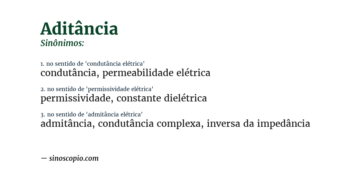 Sinônimo de aditância