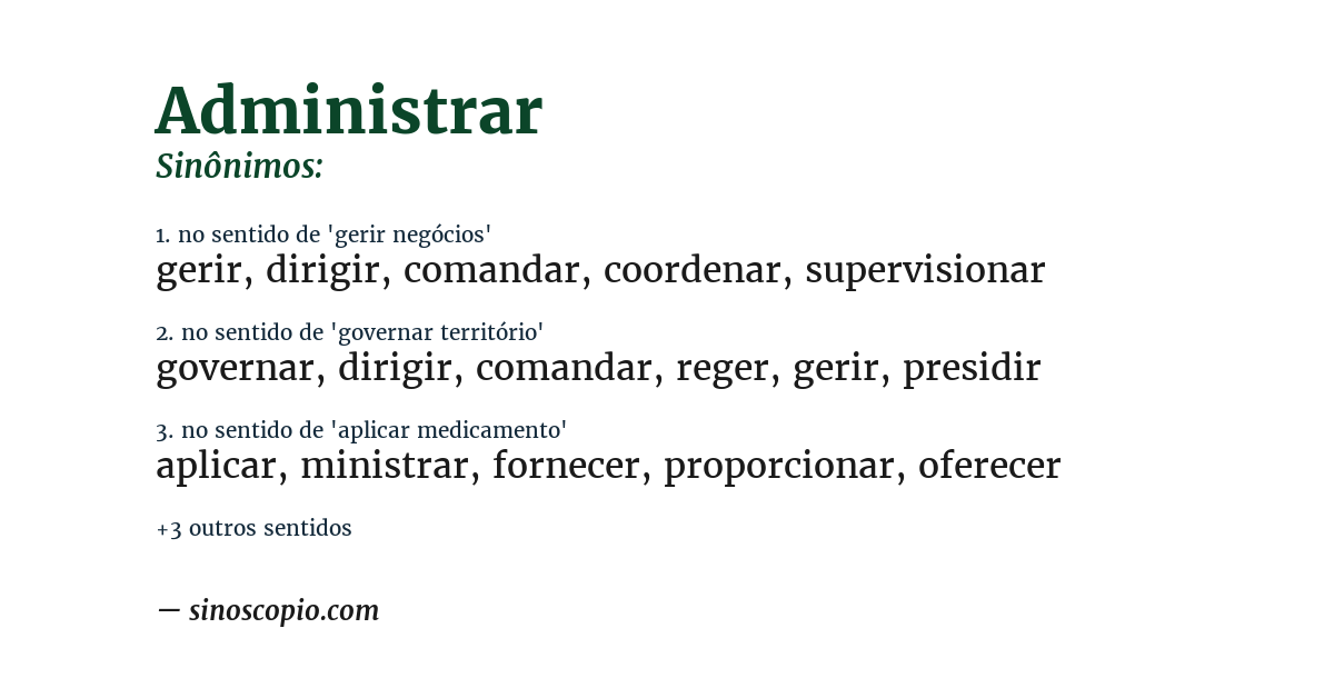 Sinônimo de administrar