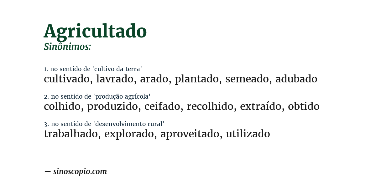 Sinônimo de agricultado