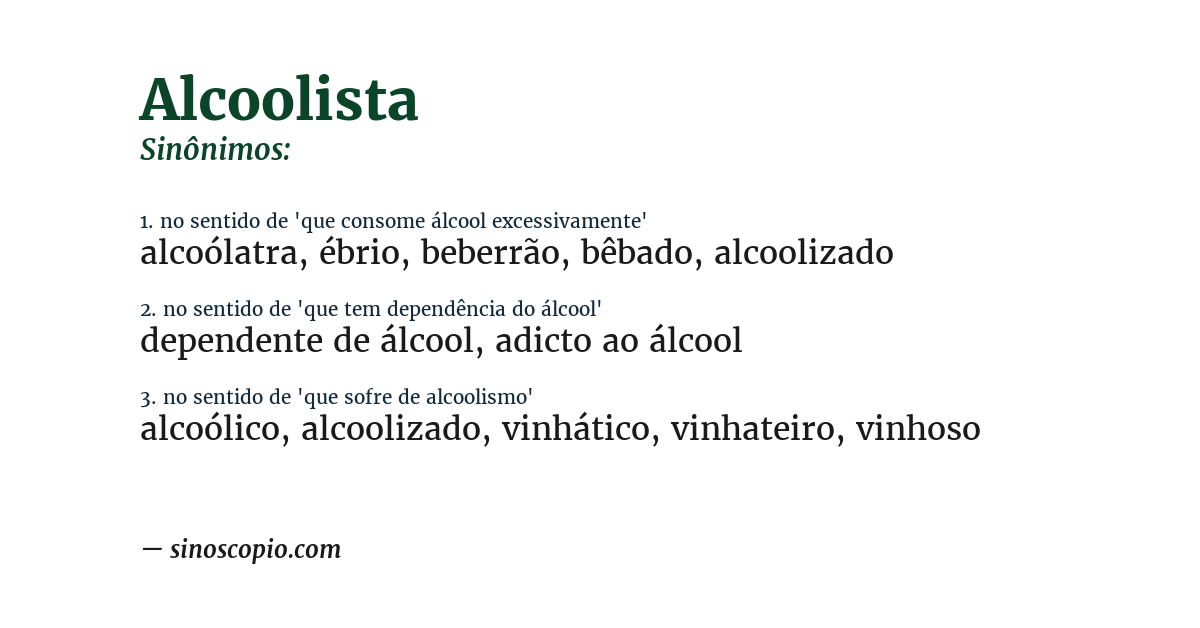 Sinônimo de alcoolista