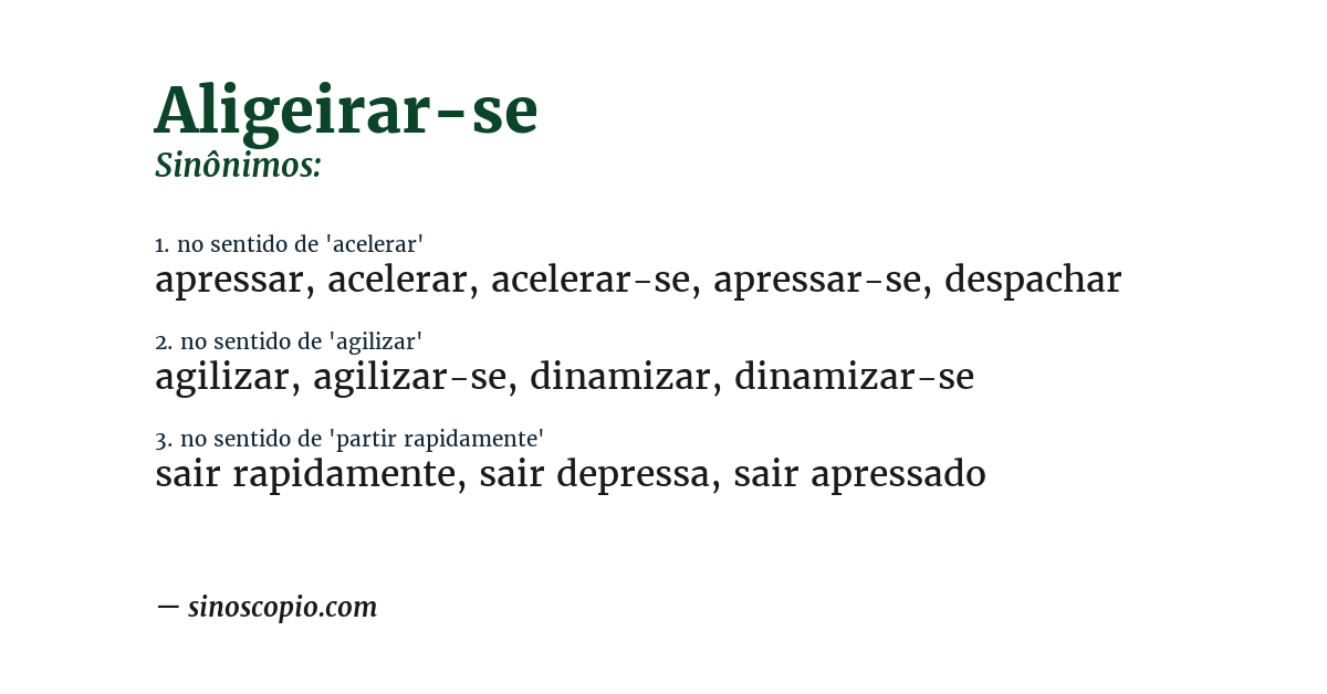 Sinônimo de aligeirar-se