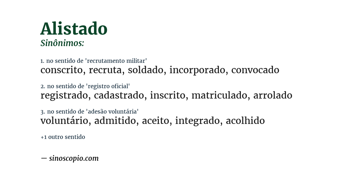 Sinônimo de alistado