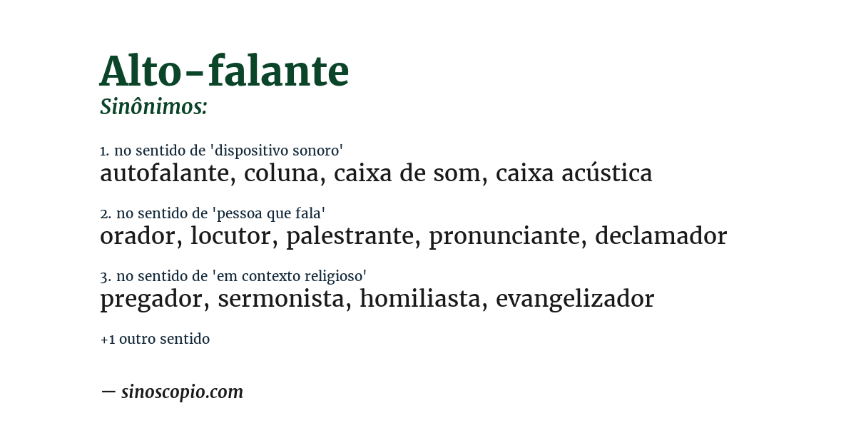 Sinônimo de alto-falante