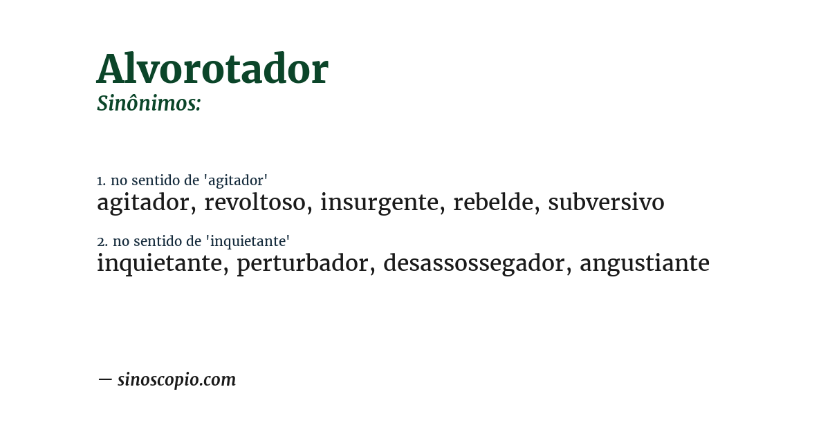 Sinônimo de alvorotador