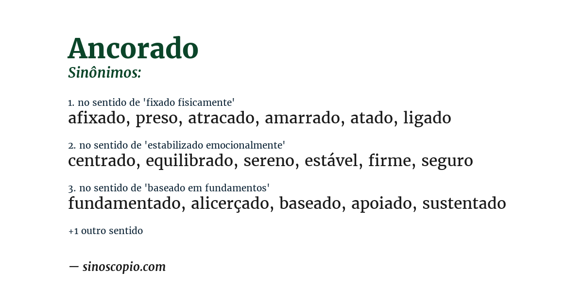 Sinônimo de ancorado