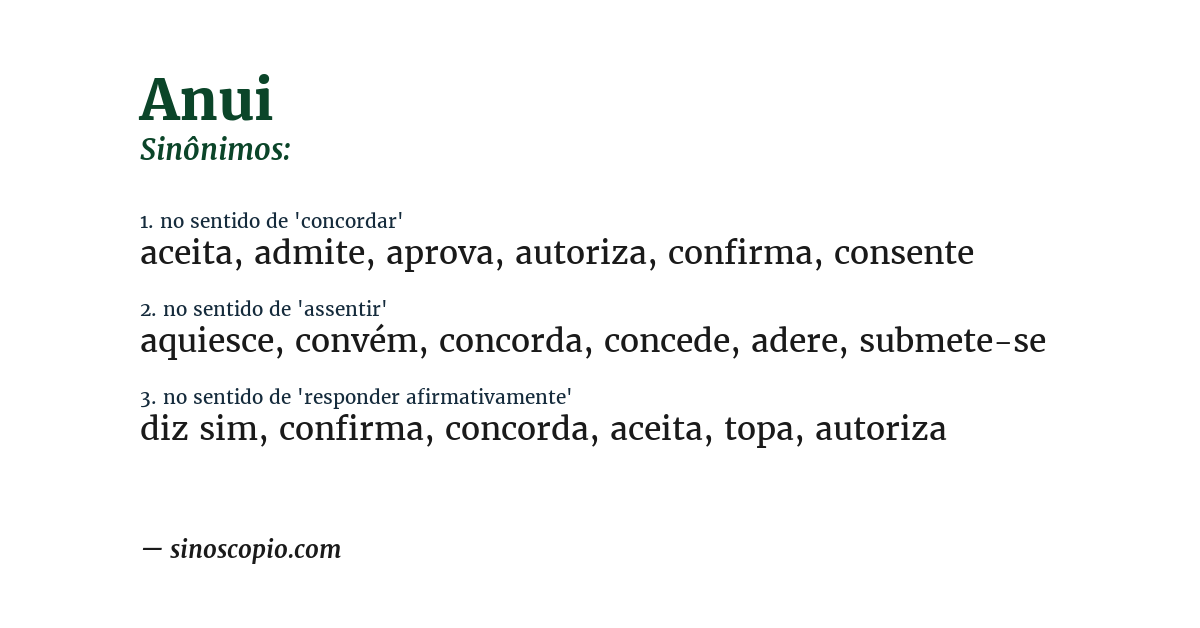 Sinônimo de anui