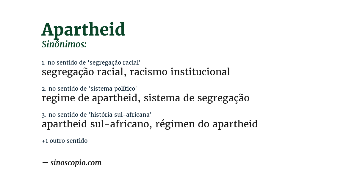 Sinônimo de apartheid
