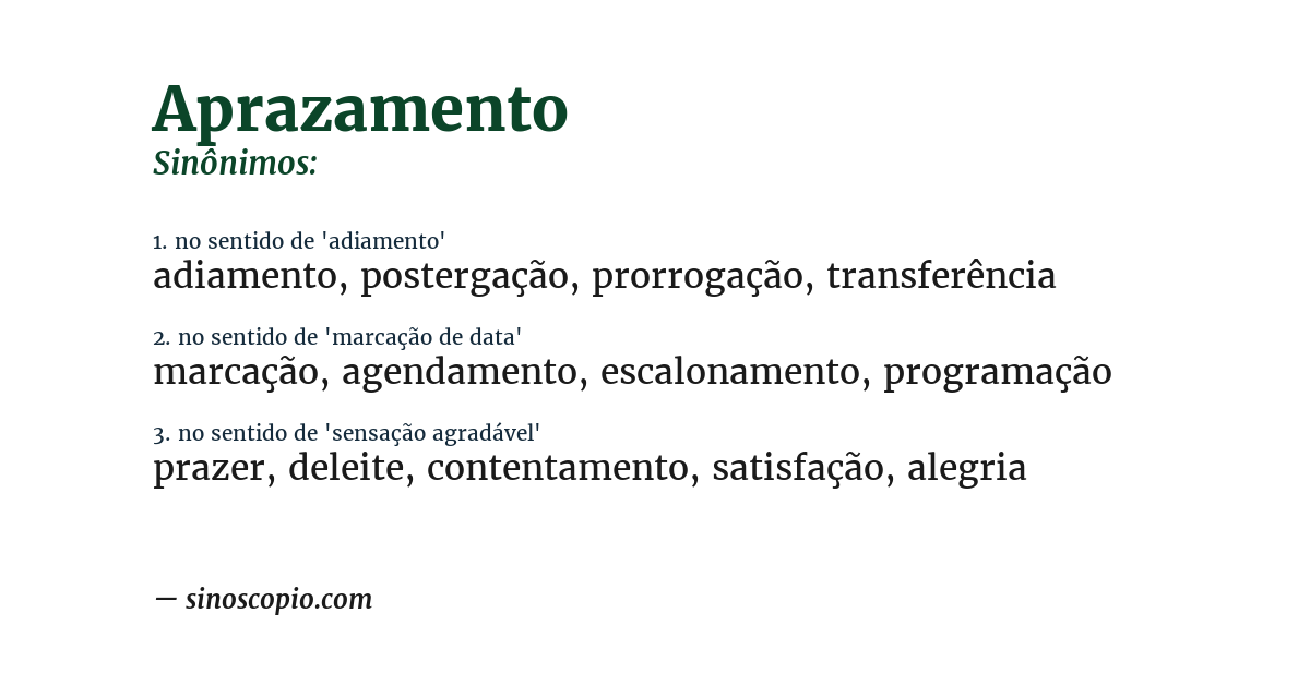 Sinônimo de aprazamento