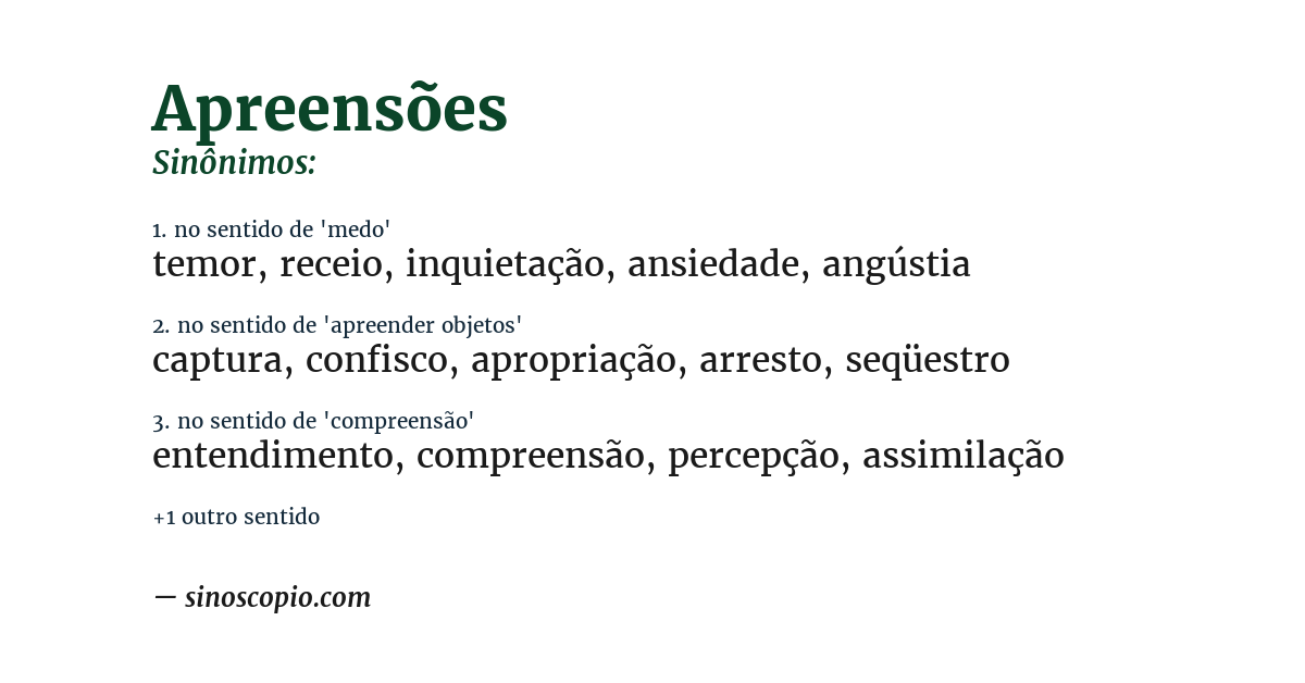 Sinônimo de apreensões