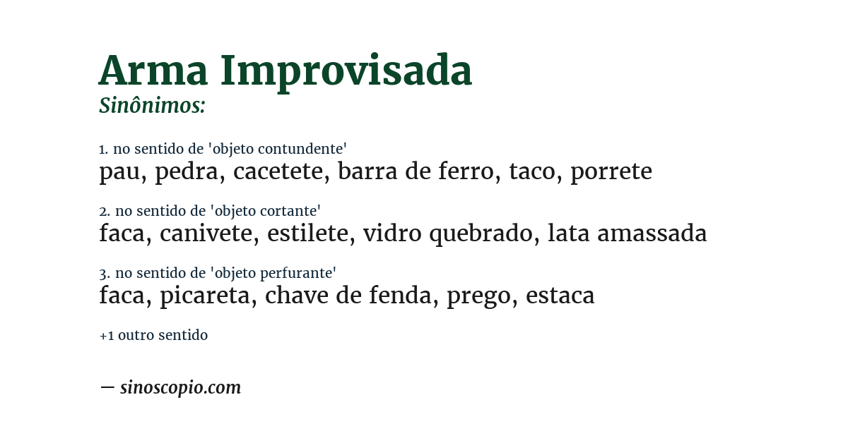 Sinônimo de arma improvisada