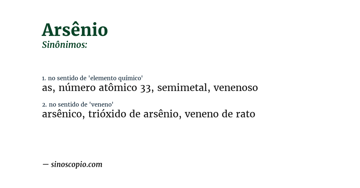 Sinônimo de arsênio