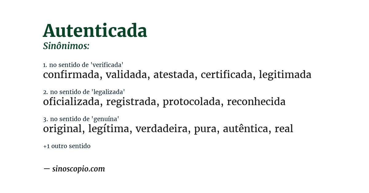Sinônimo de autenticada