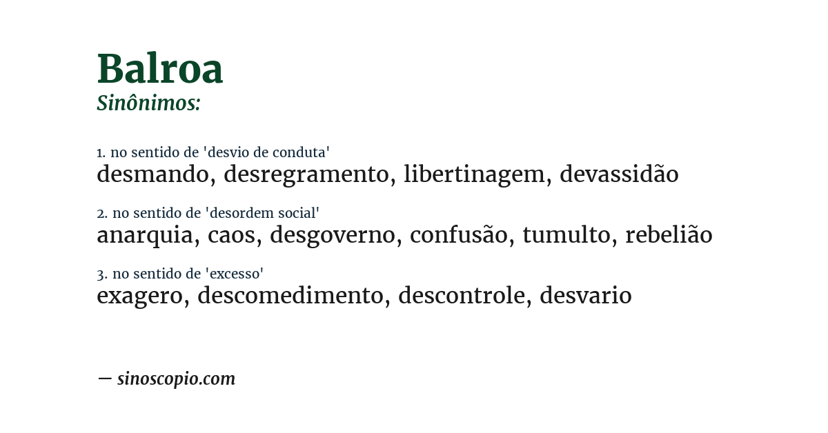 Sinônimo de balroa